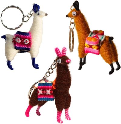 Briefcases | 3 Pack Of Handmade Peruvian Llama Keychain, Original Collectible Andean Llama Miniature Treasures From Cusco In Random Vibrant Colors Briefcases Briefcases