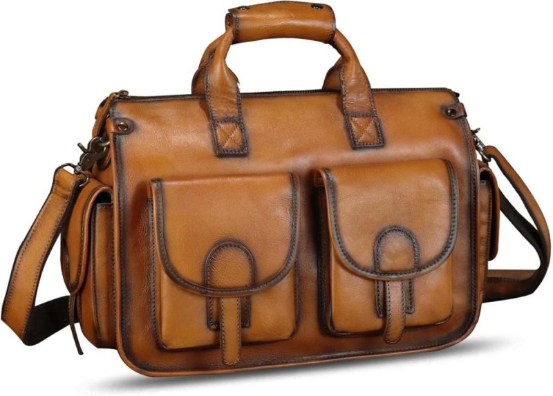 Briefcases | Genuine Leather Messenger Bag And Briefcase Purse For Men Real Leather Shoulder Bag Top Handle Satchel Purse For Laptop Strap Briefcases Briefcases