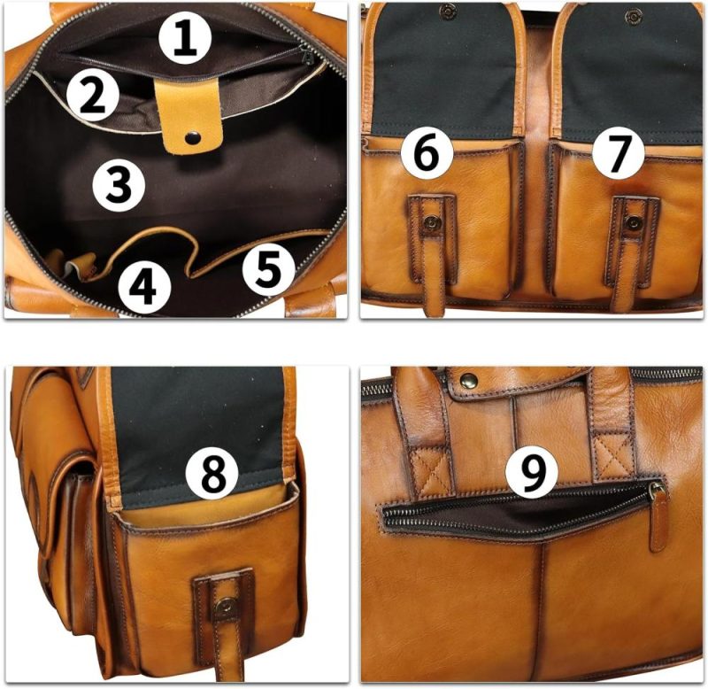 Briefcases | Genuine Leather Messenger Bag And Briefcase Purse For Men Real Leather Shoulder Bag Top Handle Satchel Purse For Laptop Strap Briefcases Briefcases