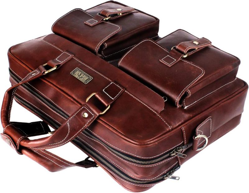 Briefcases | Handmade Genuine Leather Briefcase For Men 18 Inches Laptop Bag Premium Leather Finish | Mens Leather Briefcase| Handmade Leather Bag For Men, Premium Leather Messenger Bag For Men Briefcases Briefcases