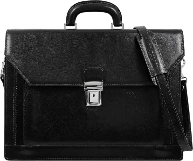 Briefcases | Leather Briefcase – Italian Handmade Laptop Bag – Briefcase For Men And Women – Attache – Computer Bag Briefcases Black