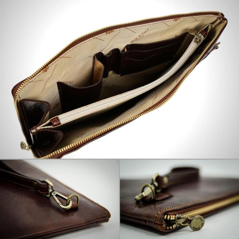 Briefcases | Leather Clutch For Men Organizer Wrist Bag Briefcase Handmade In Italy Briefcases Briefcases