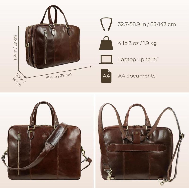 Briefcases | Leather Laptop Briefcase – Full Grain Leather Computer Bag For Men And Women Briefcases Briefcases