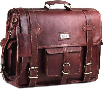 Briefcases | Leather Messenger Bag For Men – Vintage Laptop Bag Leather Satchel For Men – 18 Inch Padded Brown Leather Computer Bag Briefcases Briefcases