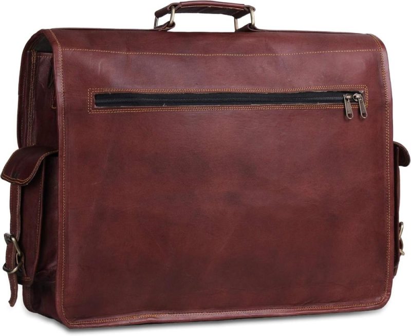 Briefcases | Leather Messenger Bag For Men – Vintage Laptop Bag Leather Satchel For Men – 18 Inch Padded Brown Leather Computer Bag Briefcases Briefcases