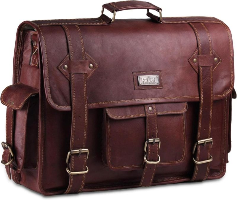 Briefcases | Leather Messenger Bag For Men – Vintage Laptop Bag Leather Satchel For Men – 18 Inch Padded Brown Leather Computer Bag Briefcases Briefcases