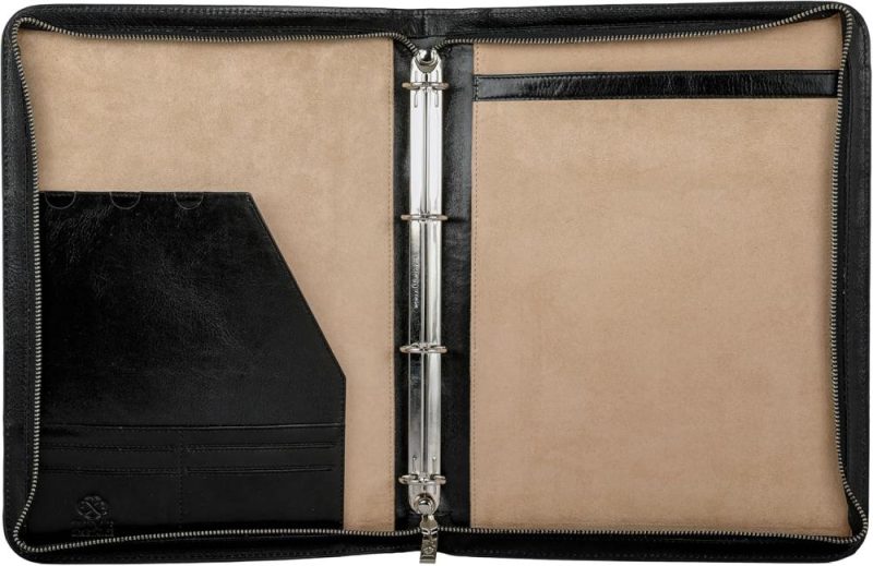 Briefcases | Leather Portfolio – Document Bag With Carry Handle – Tablet Size Case Made In Italy Briefcases Black