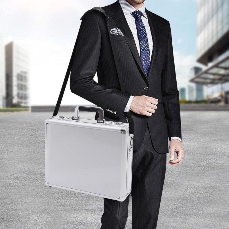 Briefcases | Lockable Briefcase Aluminum Hardside Attache Briefcase Portable Hard Top Attache Case With Combination Lock For Men Women Briefcases Briefcases