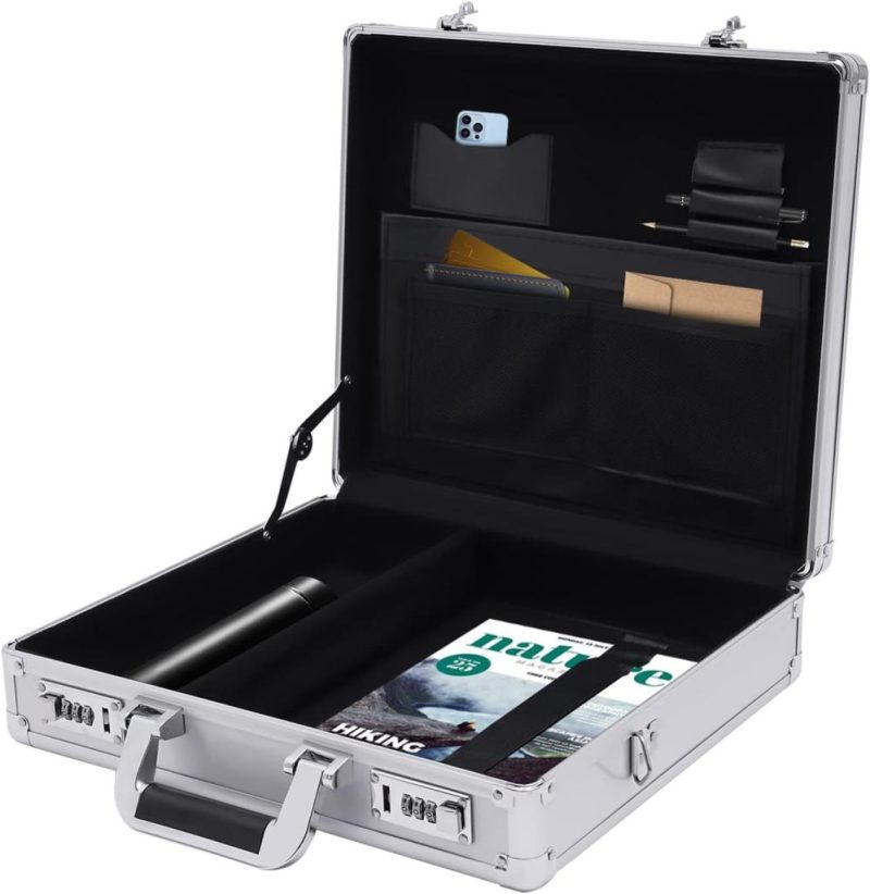 Briefcases | Lockable Briefcase Aluminum Hardside Attache Briefcase Portable Hard Top Attache Case With Combination Lock For Men Women Briefcases Briefcases