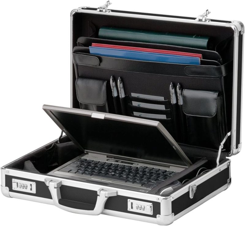 Briefcases | Locking Briefcase – 18 X 14.25 X 5 Inch Combination Lock Hard Laptop Case W/Strap – Briefcases For Men And Women – Black Briefcases Black