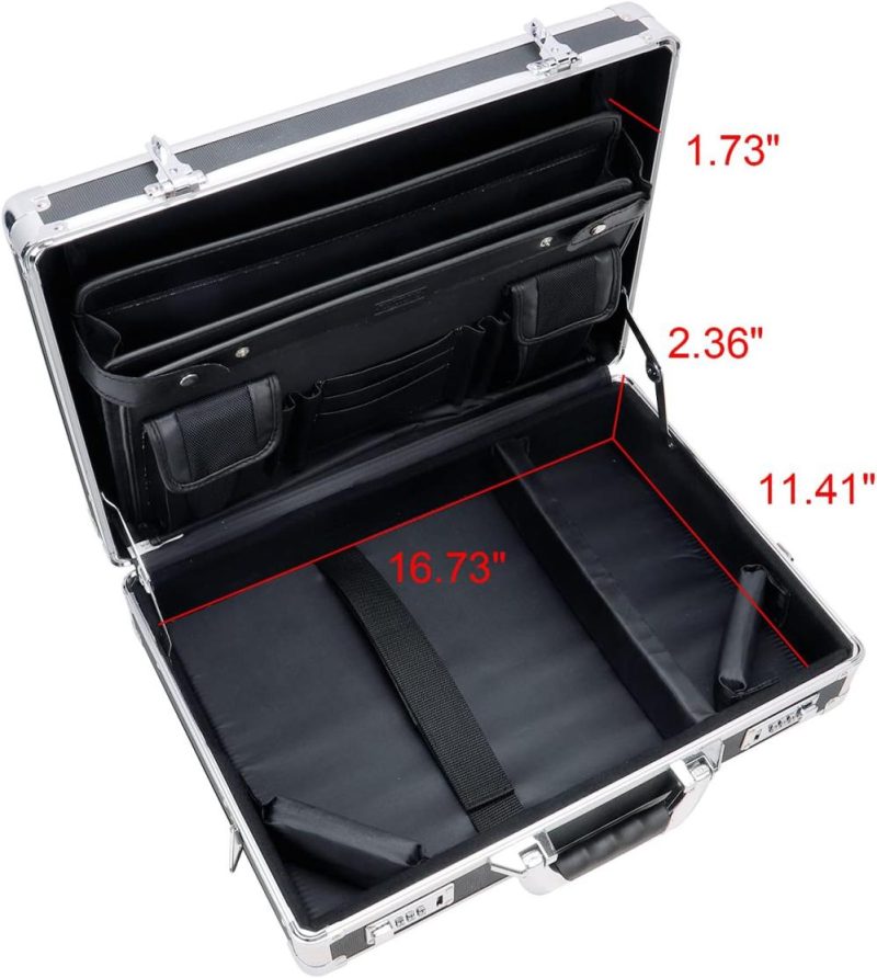 Briefcases | Locking Briefcase – 18 X 14.25 X 5 Inch Combination Lock Hard Laptop Case W/Strap – Briefcases For Men And Women – Black Briefcases Black