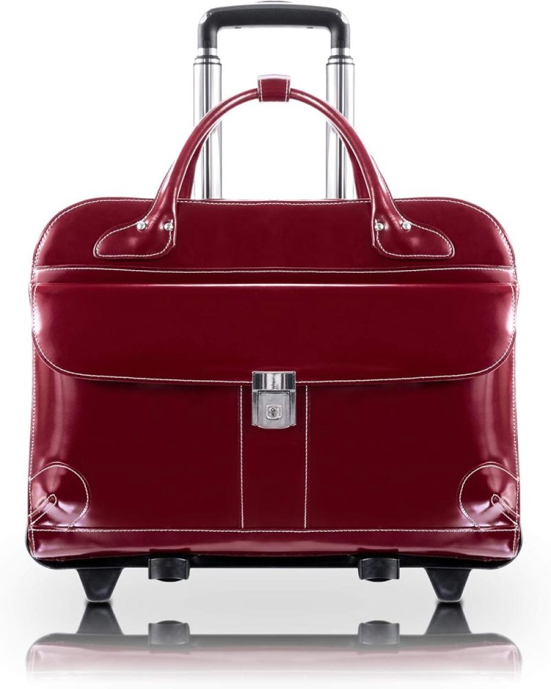 Briefcases | Mcklein Laptop Rolling Briefcase, Red Leather (96616) Briefcases Briefcases