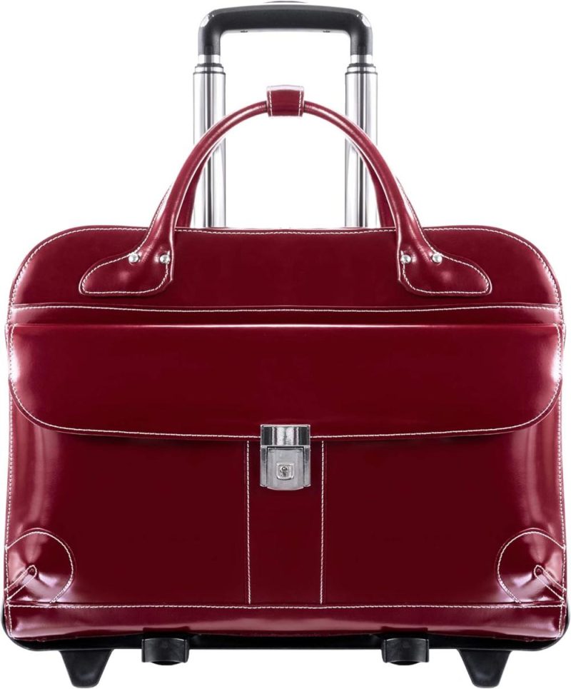 Briefcases | Mcklein Laptop Rolling Briefcase, Red Leather (96616) Briefcases Briefcases