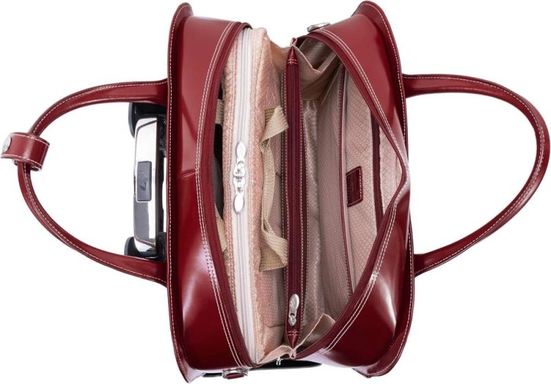 Briefcases | Mcklein Laptop Rolling Briefcase, Red Leather (96616) Briefcases Briefcases