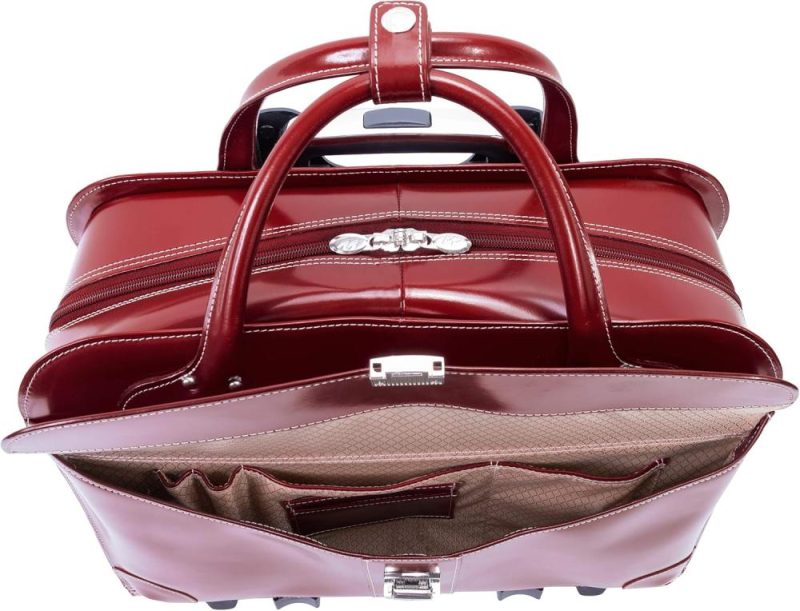 Briefcases | Mcklein Laptop Rolling Briefcase, Red Leather (96616) Briefcases Briefcases