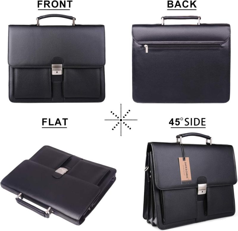 Briefcases | Mens New Pu Leather Attache Briefcase Traditional Messenger Lawyer Bag, Mbyx015 Briefcases Black