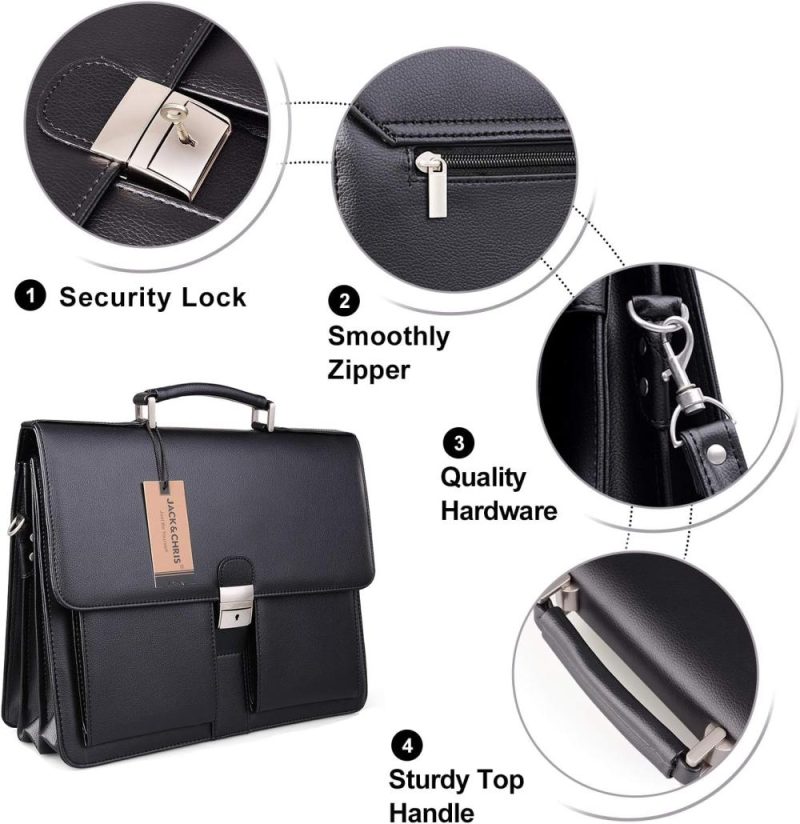 Briefcases | Mens New Pu Leather Attache Briefcase Traditional Messenger Lawyer Bag, Mbyx015 Briefcases Black