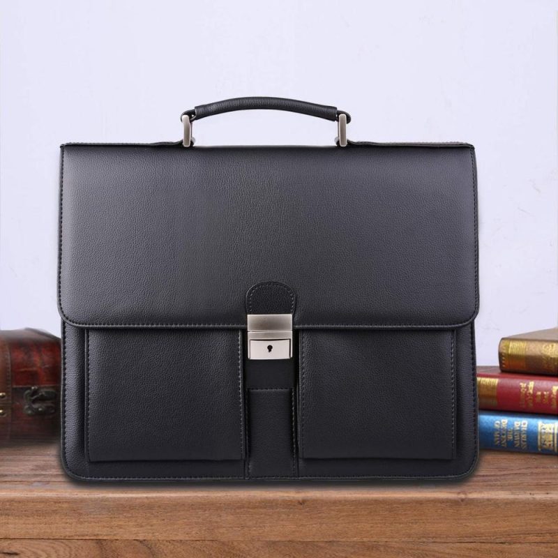 Briefcases | Mens New Pu Leather Attache Briefcase Traditional Messenger Lawyer Bag, Mbyx015 Briefcases Black