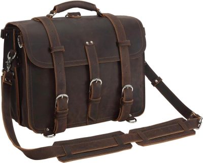 Briefcases | Polare Thick Full Grain Leather 16” Briefcase Shoulder Messenger Bag For Men Fit 15.6” Laptop Briefcases Briefcases