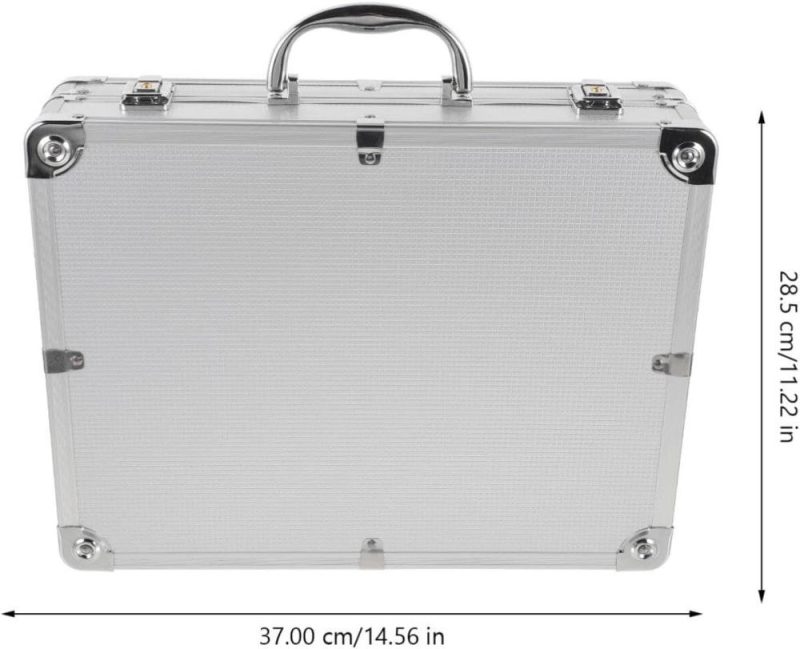 Briefcases | Silver Aluminum Briefcase With Lock, Aluminum Briefcase For Men Or Women, Metal Hard Case With Foam For Travelers Luggage Craftsman Travel Cash (14.54 X 11.2 X 3.54Inch) Briefcases Briefcases