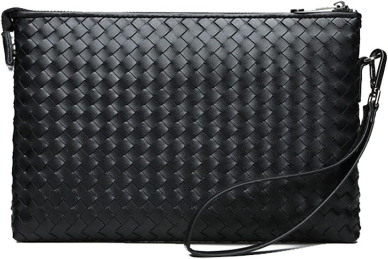 Briefcases | tide Men’s Bag Receiving Clutch Black Leather Woven Men’s Handbag Soft Leather Envelope Bag Business Fashion Cowhide Clutch Bag Horizontal Male Briefcases Briefcases