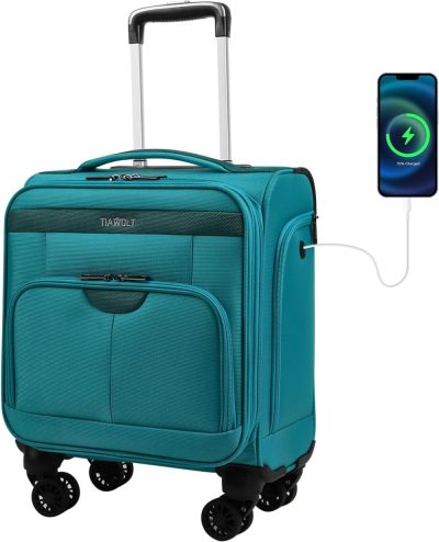 Carry-On Luggage | 16 Inch Underseat Carry On Luggage With Wheels Softside Lightweight Compact Business Suitcases Travel Bag With Spinner Wheels Airline Approved Luggage For Short Trip,Green Carry-On Luggage Carry-On Luggage