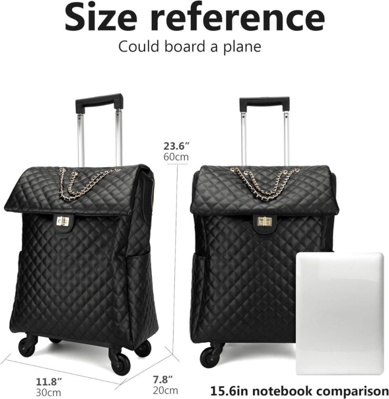 Carry-On Luggage | 21In Leather Softside Underseat Carry On Suitcases Travel Duffel Bag With 4-Rolling Spinner Wheels Carry-On Luggage A-black