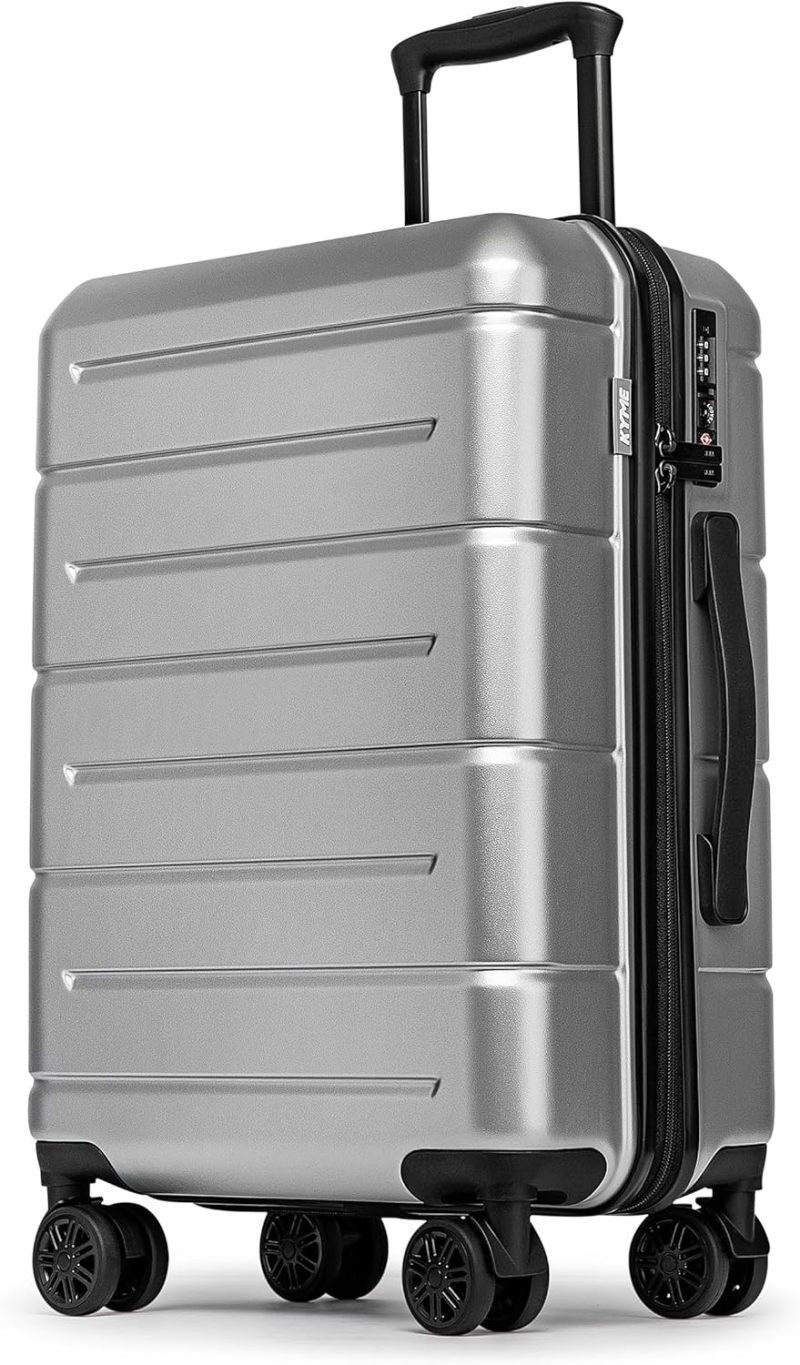 Carry-On Luggage | 22 Inch Carry On Luggage 22X14X9 Airline Approved Spinner Wheels,Travel Hard Shell Suitcases With Tsa Lock,Rolling Luggage With Cup Holder,Silver Carry-On Luggage Carry-On Luggage