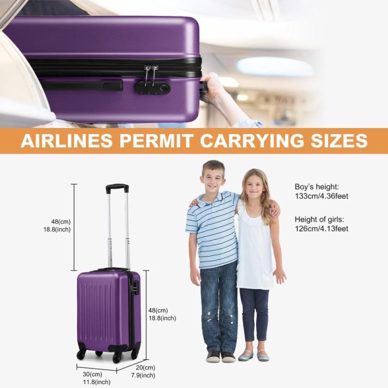 Carry-On Luggage | Airline Approved Small Carry On Suitcase 19 Inch(Smallerthan Regular Size), Spinner Suitcase For 1-3 Days Travel (Purple) Carry-On Luggage Carry-On Luggage