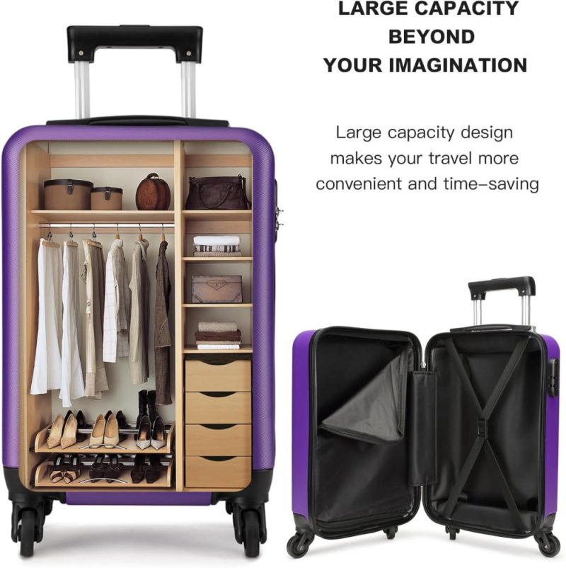 Carry-On Luggage | Airline Approved Small Carry On Suitcase 19 Inch(Smallerthan Regular Size), Spinner Suitcase For 1-3 Days Travel (Purple) Carry-On Luggage Carry-On Luggage