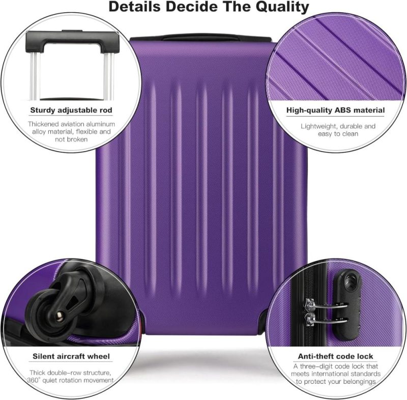 Carry-On Luggage | Airline Approved Small Carry On Suitcase 19 Inch(Smallerthan Regular Size), Spinner Suitcase For 1-3 Days Travel (Purple) Carry-On Luggage Carry-On Luggage