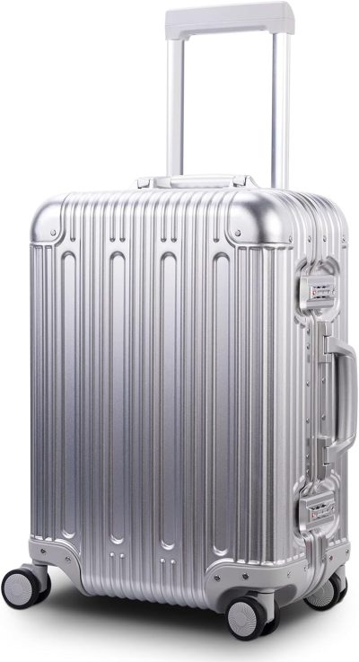 Carry-On Luggage | All Aluminum Carry On Luggage With Tsa Locks Fashion Cool Metal Hard Shell Spinner Suitcase (Silver, 20 Inch)… Carry-On Luggage Carry-On Luggage