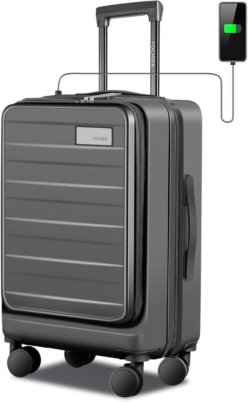 Carry-On Luggage | Carry On Luggage 22X14X9 Airline Approved With Front Pocket & Usb Charging Port,20 Inch Lightweight Pc Hardside Rolling Travel Suitcase With Wheels (Tsa Approved) Carry-On Luggage Carry-On Luggage