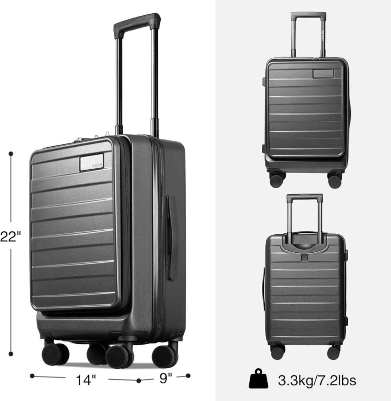 Carry-On Luggage | Carry On Luggage 22X14X9 Airline Approved With Front Pocket & Usb Charging Port,20 Inch Lightweight Pc Hardside Rolling Travel Suitcase With Wheels (Tsa Approved) Carry-On Luggage Carry-On Luggage