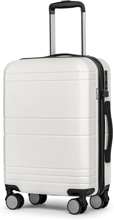 Carry-On Luggage | Carry On Luggage Hardshell Suitcase Pc+Abs With Spinner Wheels Tsa Lock 20 Inch Lightweight Luggage For Travel White Carry-On Luggage Carry-On Luggage