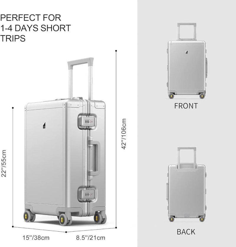 Carry-On Luggage | Gibraltar Carry On Luggage, 20" Aluminum Luggage Hardside Suitcase, Zipperless Luggage With Tsa Lock And Spinner Wheels – Silver Carry-On Luggage Carry-On Luggage