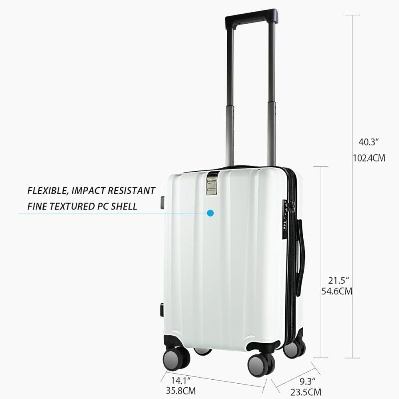 Carry-On Luggage | Hardside Expandable Carry On Luggage With Spinner Wheels & Built-In Tsa Lock, Durable Suitcase Rolling Luggage With Usb Port, Carry-On 20-Inch, White Carry-On Luggage Carry-On Luggage