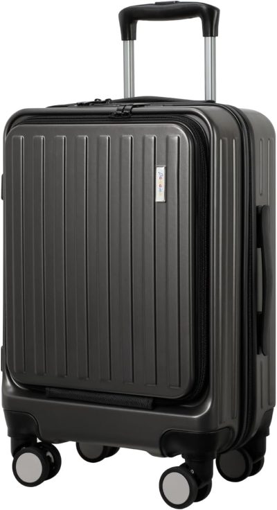 Carry-On Luggage | Lightweight 20" Carry On Hand Cabin Luggage Durable Hard Shell Pp Suitcase Trolley Travel Case With 4 Wheels (Grey) Carry-On Luggage Carry-On Luggage