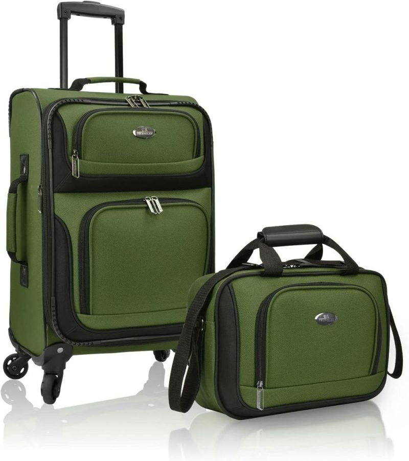 Carry-On Luggage | Rio Lightweight Carry-On Suitcase 20" Softside Expandable Design, Durable, Business And Travel, Green, 4 Wheel Carry-On Luggage Carry-On Luggage