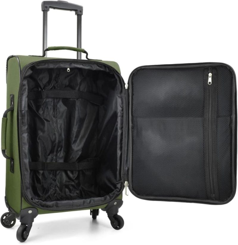 Carry-On Luggage | Rio Lightweight Carry-On Suitcase 20" Softside Expandable Design, Durable, Business And Travel, Green, 4 Wheel Carry-On Luggage Carry-On Luggage