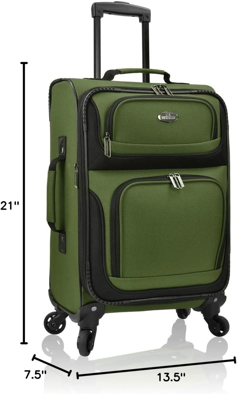 Carry-On Luggage | Rio Lightweight Carry-On Suitcase 20" Softside Expandable Design, Durable, Business And Travel, Green, 4 Wheel Carry-On Luggage Carry-On Luggage