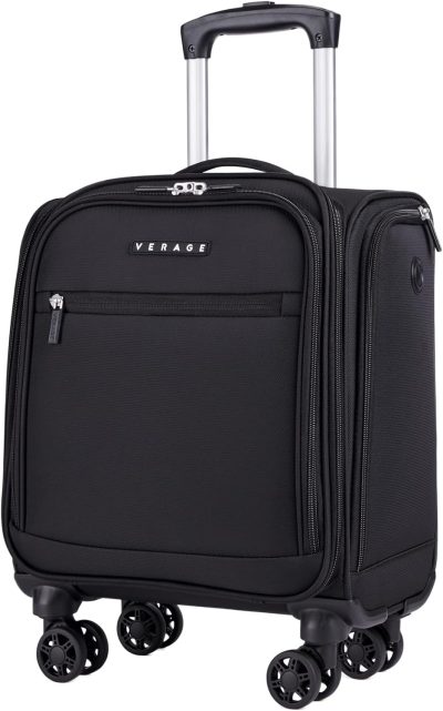 Carry-On Luggage | Underseat Carry On Luggage With Spinner Wheels Small Suitcase Softside Lightweight Travel Bag Suitcase For Airlines, Men Women, Pilots And Crew Carry-On Luggage Black