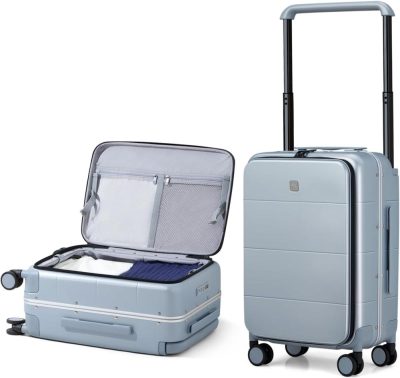 Carry-On Luggage | Wide Handle Carry On Luggage With Wheels, Hard Shell Suitcases 20 Inch Top Open Luggage Aluminum Hardside Luggage For Travel(Grey) Carry-On Luggage Carry-On Luggage