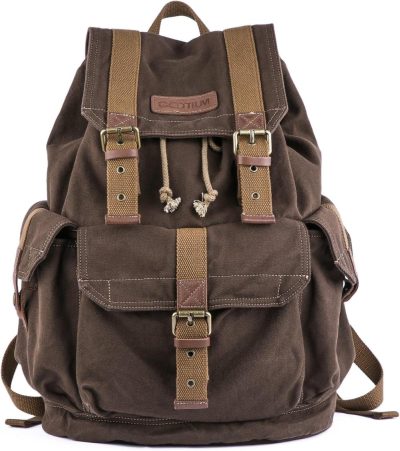 Casual Daypack Backpacks | 21101Cf Specially High Density Thick Canvas Backpack Rucksack,Coffee Backpacks Casual Daypack Backpacks