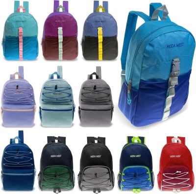 Casual Daypack Backpacks | 24 Pack 17 Inch Wholesale Bulk Backpack In Assorted Colors Backpacks Casual Daypack Backpacks