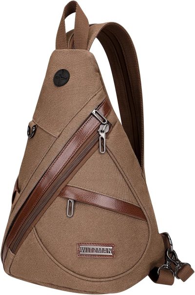 Casual Daypack Backpacks | Canvas Sling Bag For Men Women Convertible Sling Backpack Crossbody Vintage Chest Bag Travel Casual Daypack(A8003 Brown) Backpacks Brown