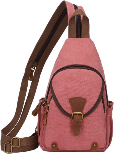 Casual Daypack Backpacks | Canvas Sling Bag,Small Crossbody Backpack,Convertible Chest Bag Casual Daypack For Outdoor Cycling Hiking Travel (Rust Red) Backpacks Casual Daypack Backpacks