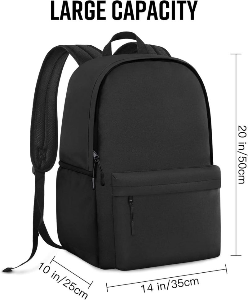 Casual Daypack Backpacks | Classic Basic Backpack Lightweight Bookbag For Travel Work – Black Backpacks Casual Daypack Backpacks