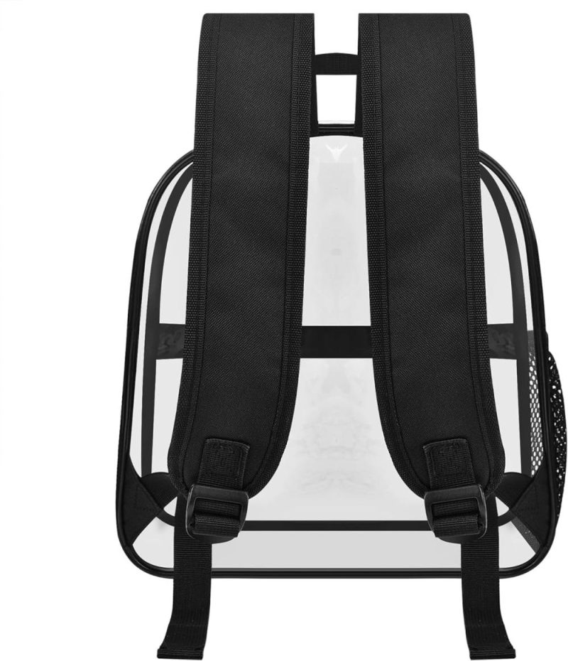 Casual Daypack Backpacks | Clear Backpack For Stadium Approved 12×6×12, Water Proof Clear Bag For Stadium Events And Concert Work Sport Event（Black） Backpacks Black