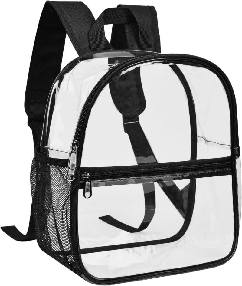 Casual Daypack Backpacks | Clear Backpack For Stadium Approved 12×6×12, Water Proof Clear Bag For Stadium Events And Concert Work Sport Event（Black） Backpacks Black